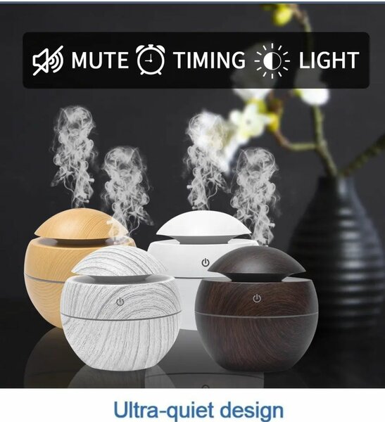 Wooden grain round humidifier