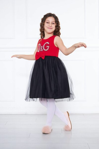 Robe Fille Étoile Rouge Noir