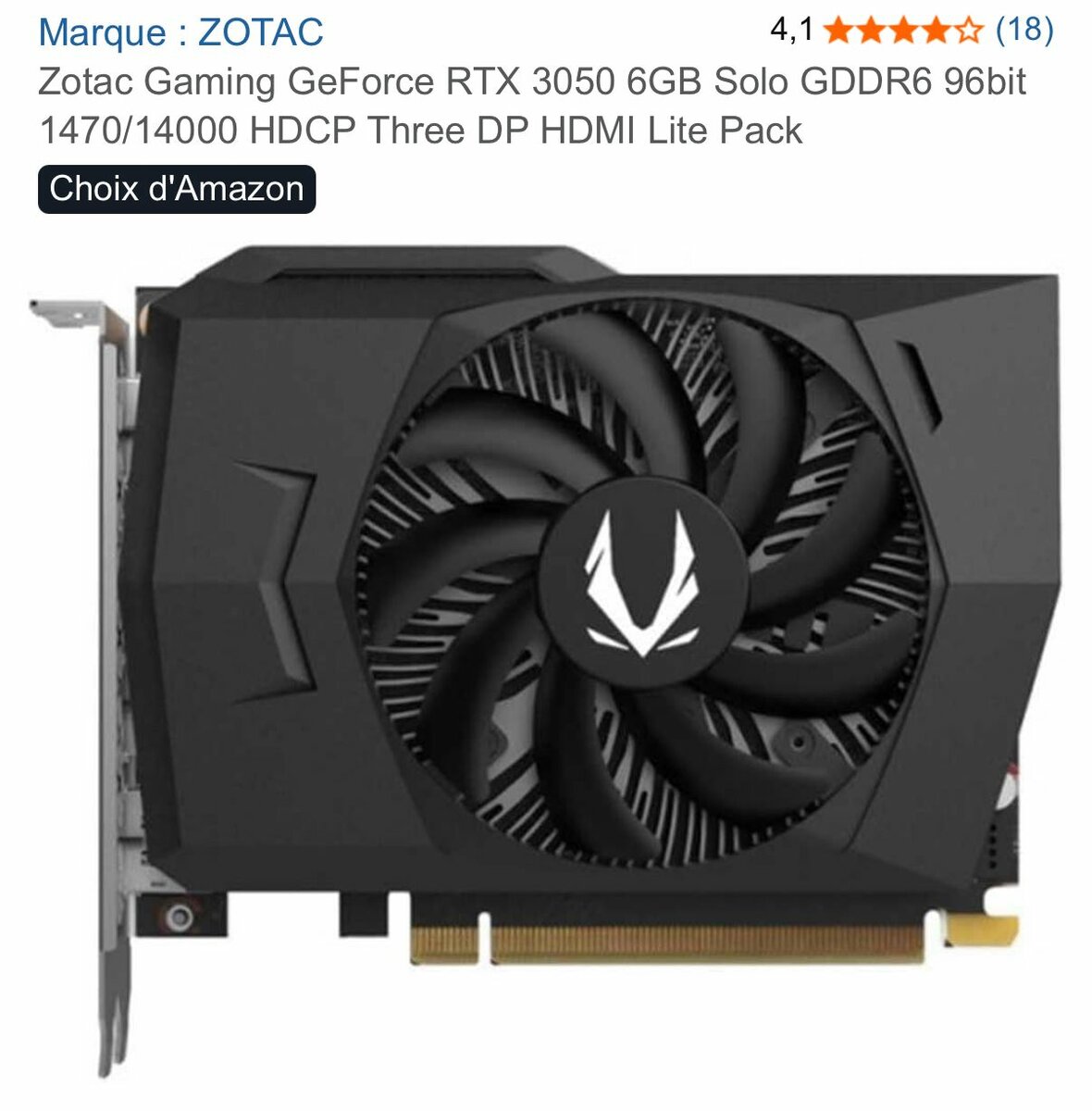 Carte Graphique RTX 3050 6GB