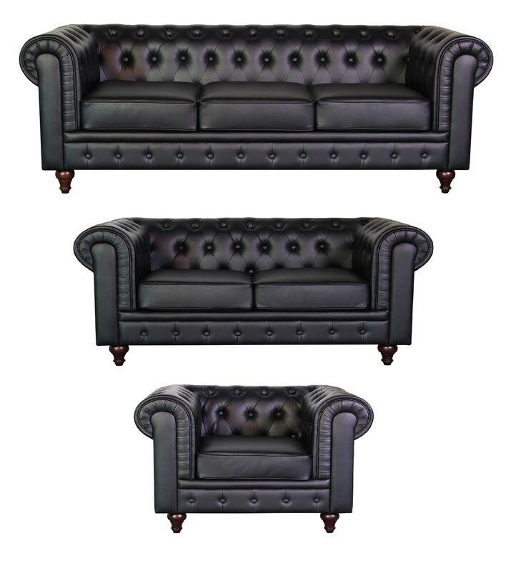 Ensemble Canapé Chesterfield Cuir