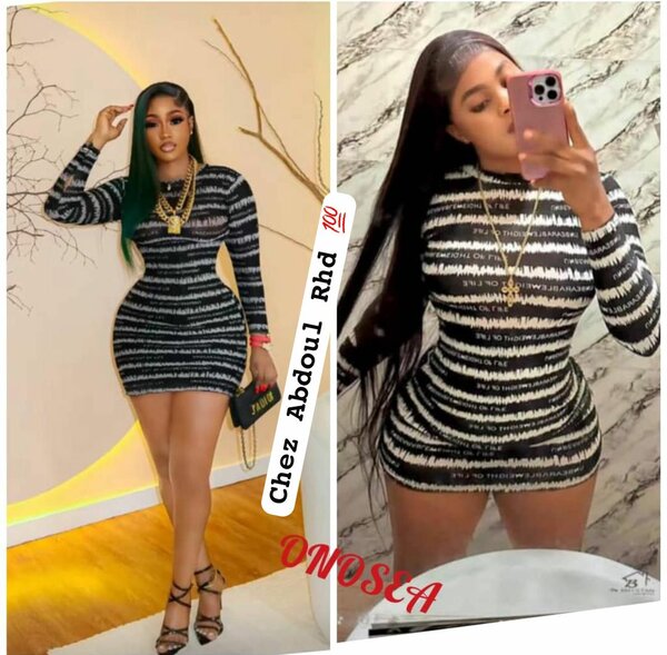 Robe moulante noire rayée