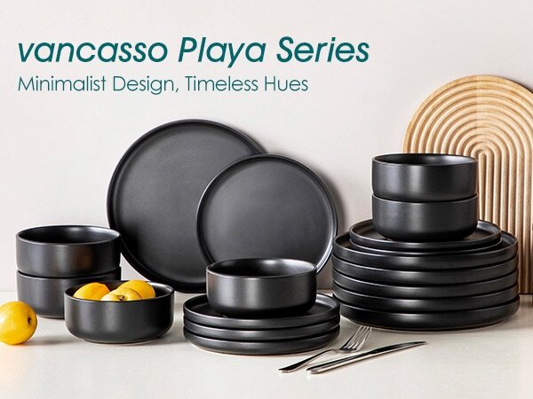 Matte black dinnerset 16pcs