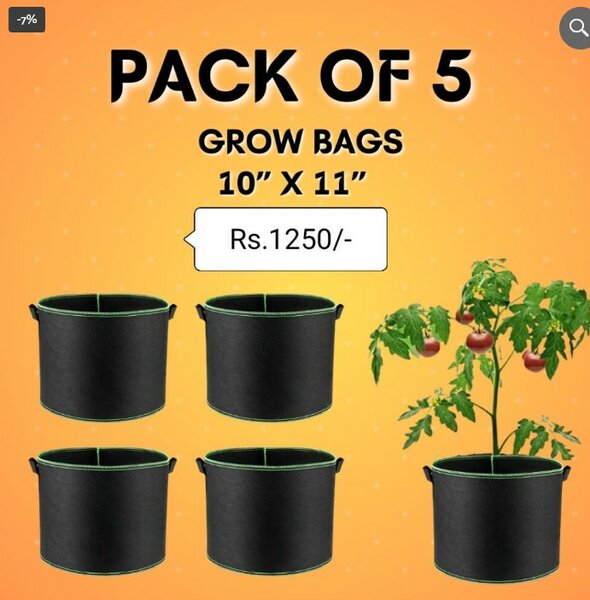 Grow Bags Deal-1 (Pack of 5, 11”x10”), with Two Handles