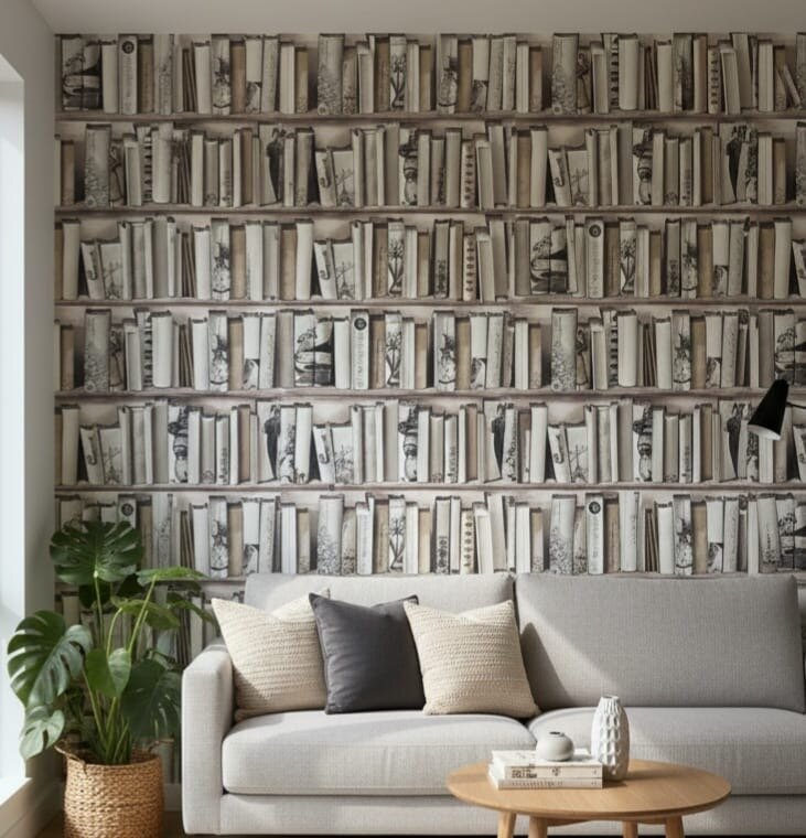 Papier peint bibliothèque vintage