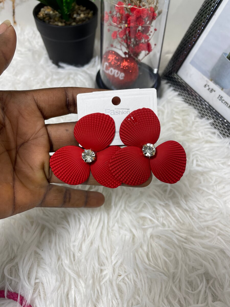 Boucles d'oreilles florales rouges