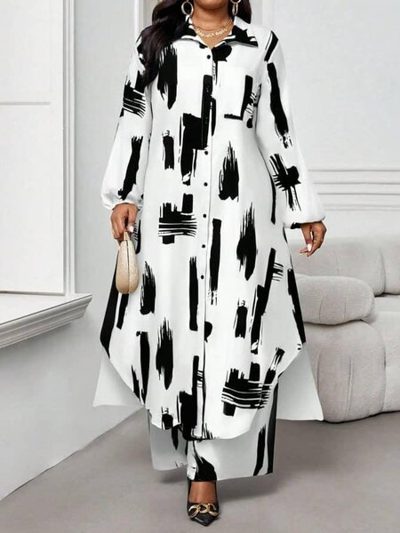 Robe longue à imprimé artistique