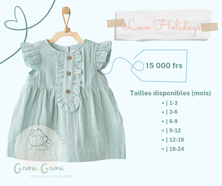 Robe Bébé Volants Bleu Parfait