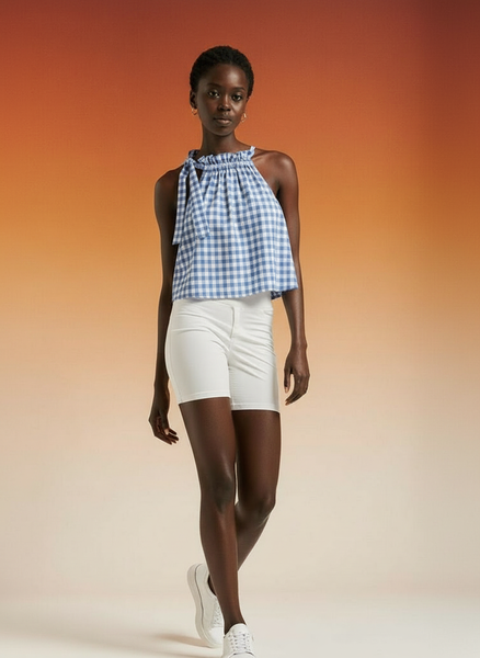 Blouse à carreaux chic