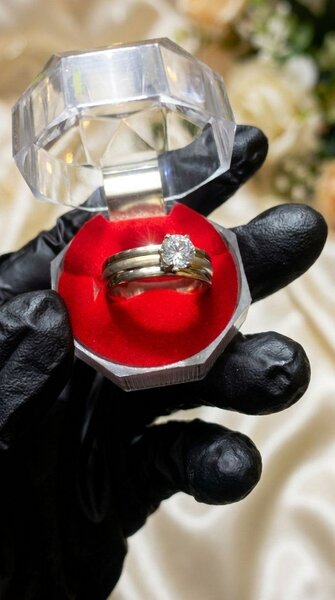 Bague élégante en argent et or