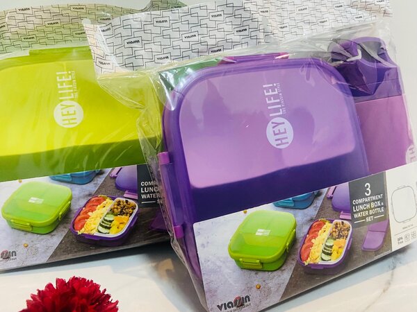 Compartment Lunch Box With Spoon &Water Bottle Set For Kids.