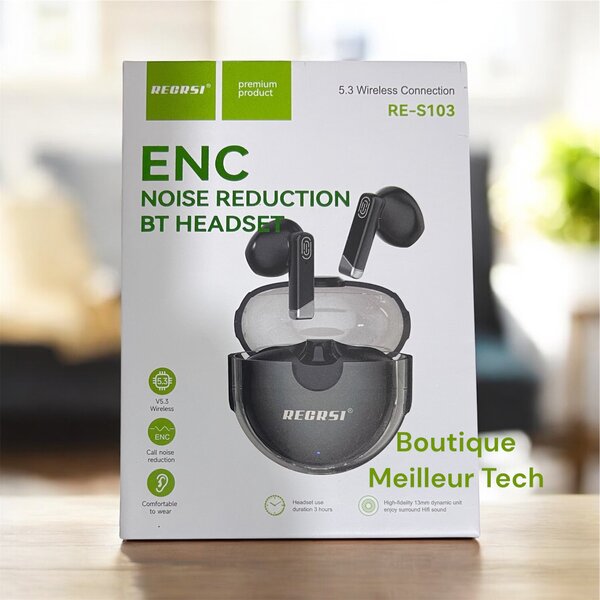 Recrsi Écouteurs Bluetooth RE-S103 ENC - Son Hi-fi Surrount