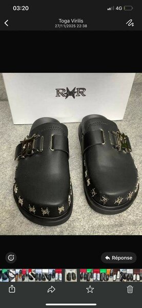 Mules noires étoilées homme