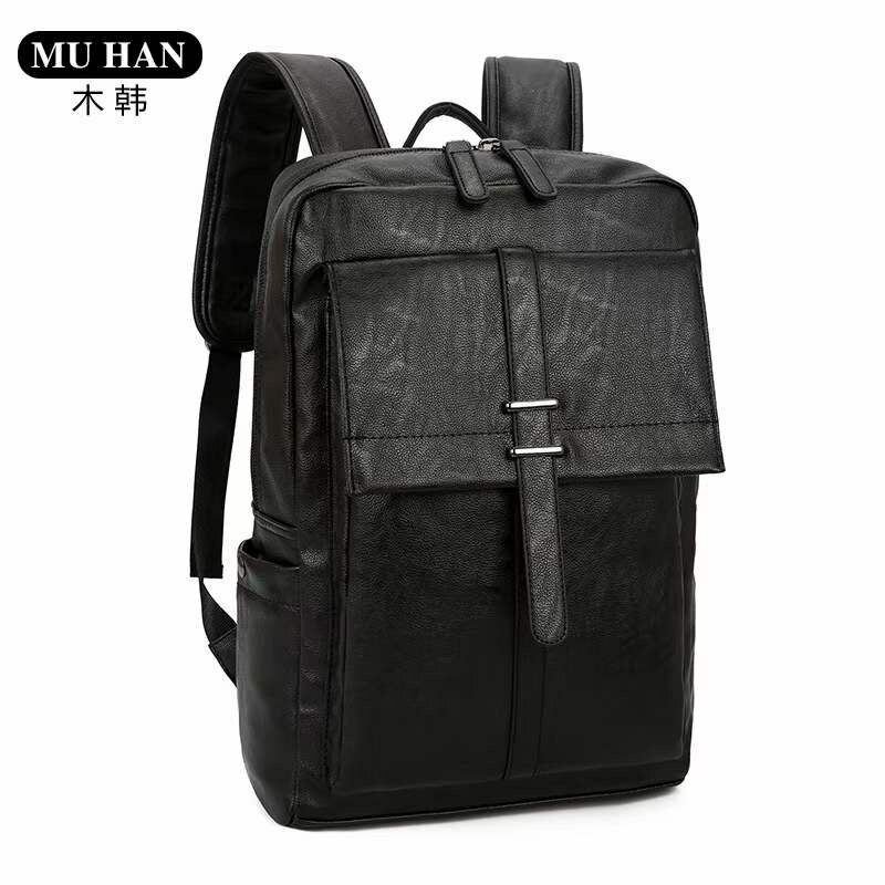 Waterproof leather laptop travel backpack school bag