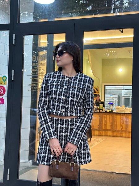 Твидовый двойка юбка-шорта 42-44