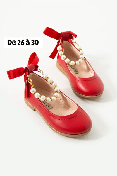 Ballerines rouges perles fille