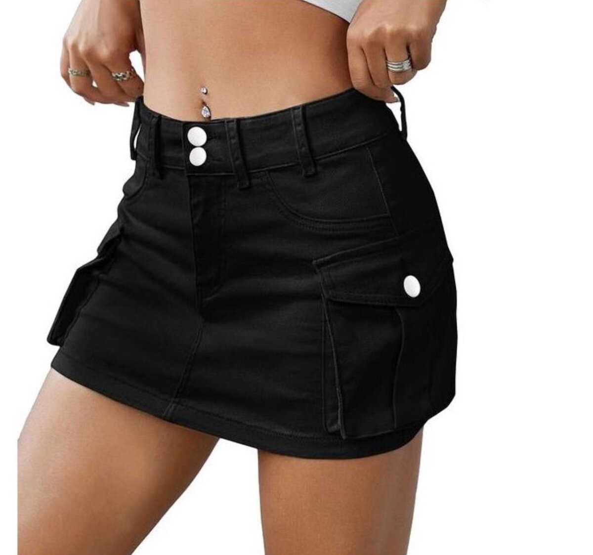 Low Waist Denim Skirts For Women's Solid Color Slim A-Line