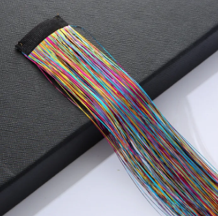 Clip In Hair Tinsel, Fairy Hair Tinsel Kit 48 CM Glitter Colorful Clip On Tinsel Hair Extensions for Girls Hair Accessories Part