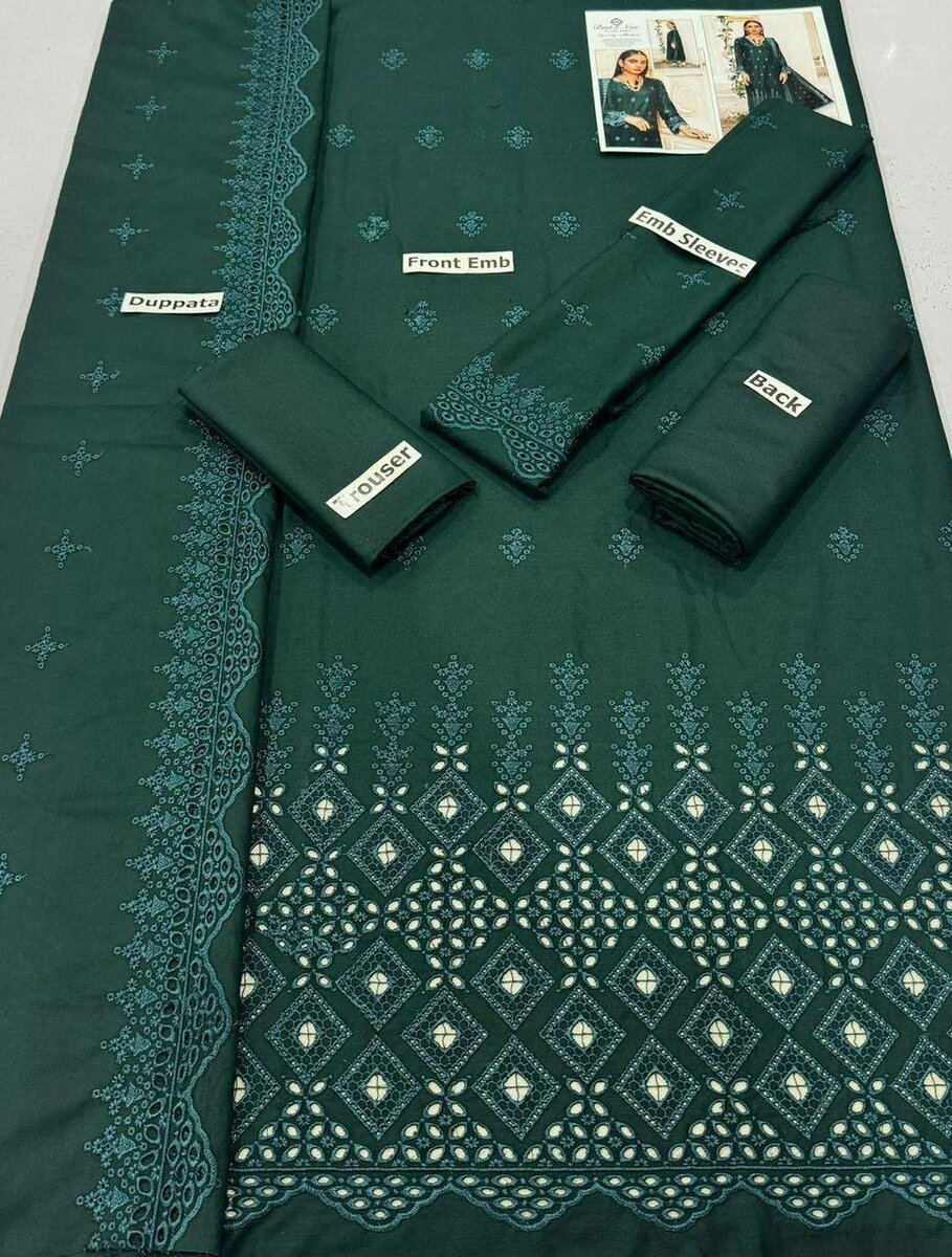 Bint e Naz Dhanak Unstich 3pc Suit Embroided+Boring