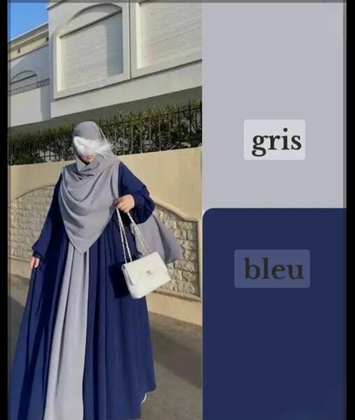 Abaya bleue et grise élégante
