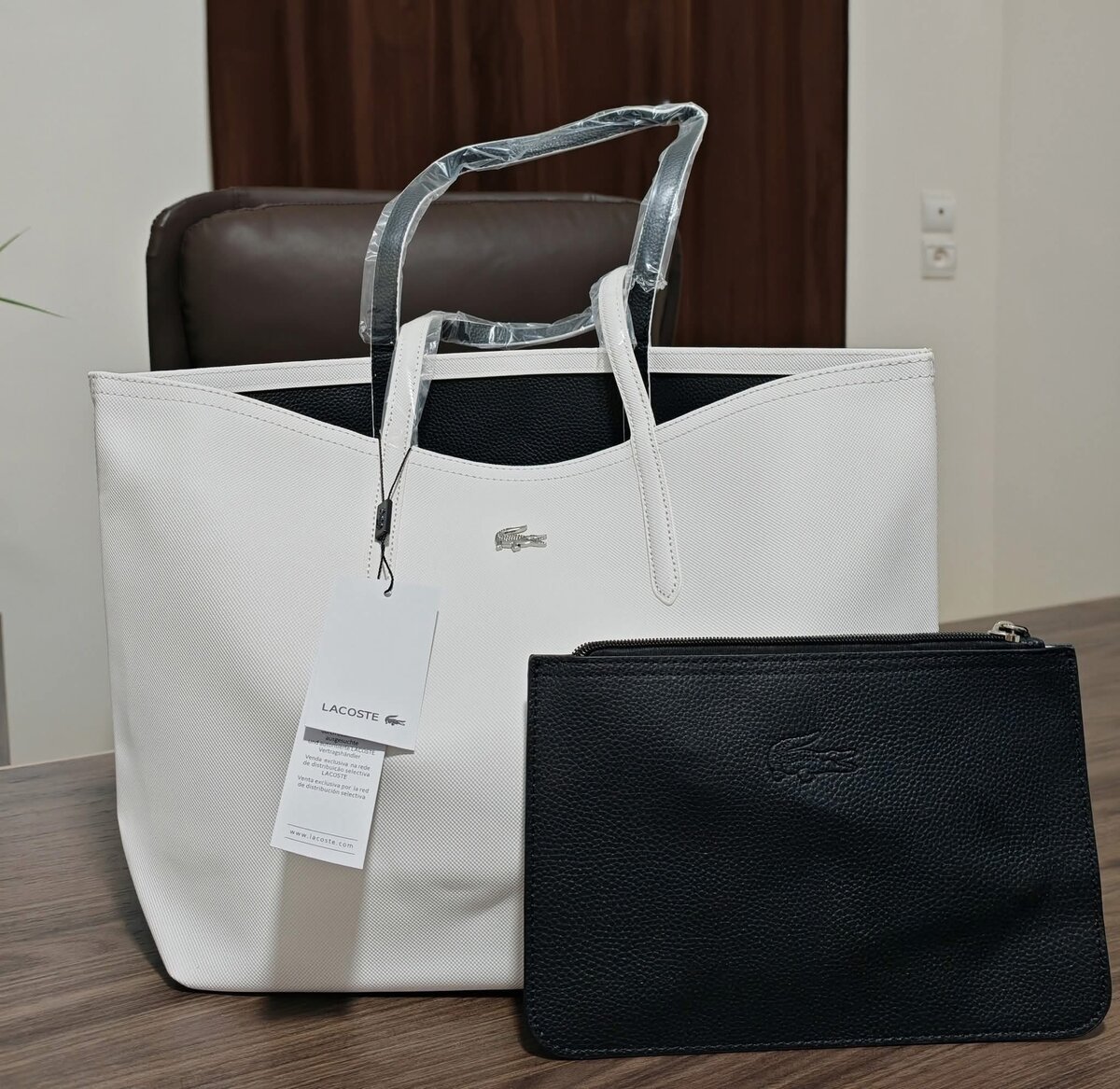 Sac cabas en cuir Lacoste