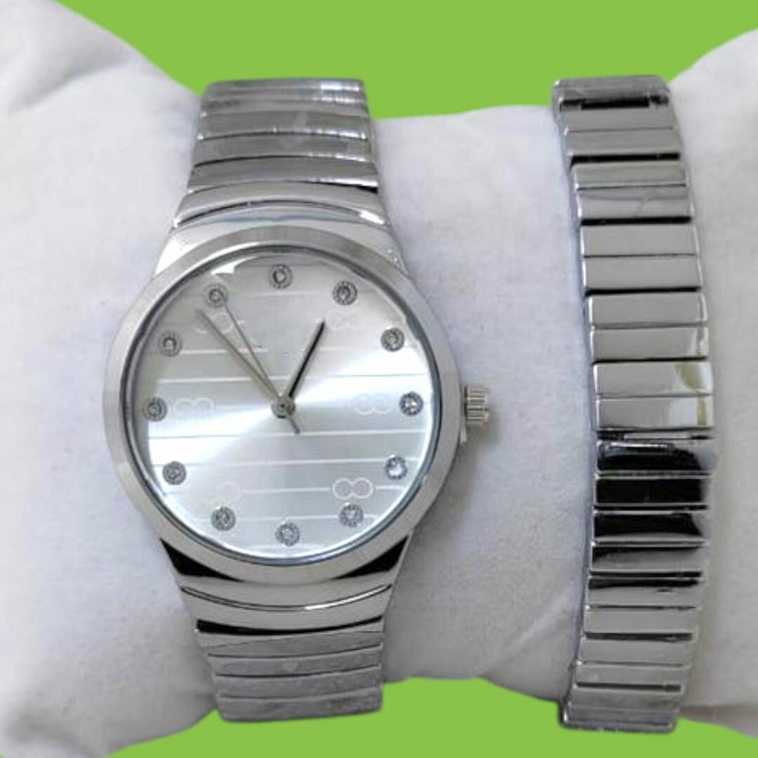 Montre et Bracelet Argenté Étincelant