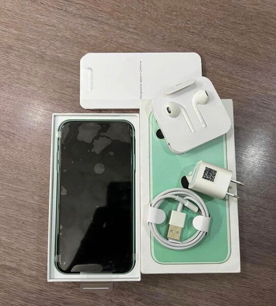 iPhone 11 vert avec accessoires