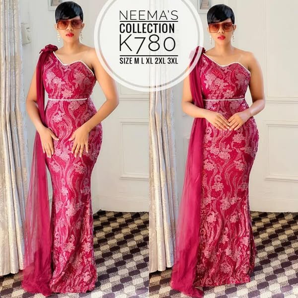 Women's long evening dress in    pink