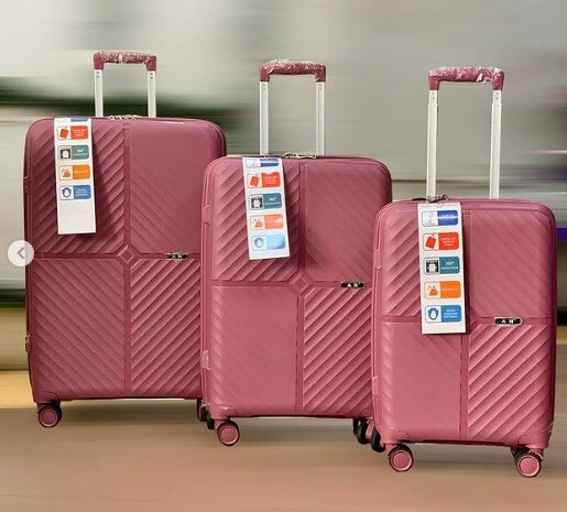 Set of 3 suitcases, pink