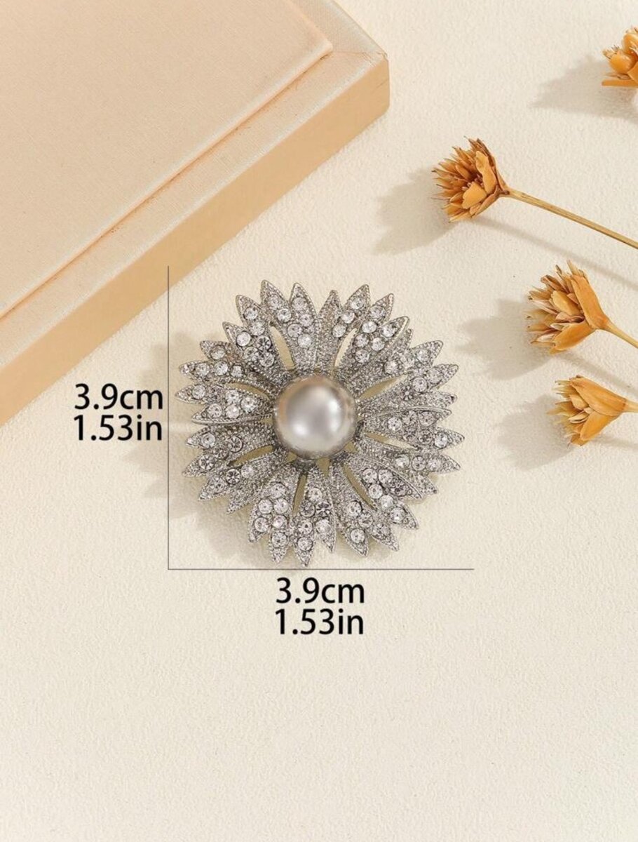 Rhinestone and Pearl Brooch