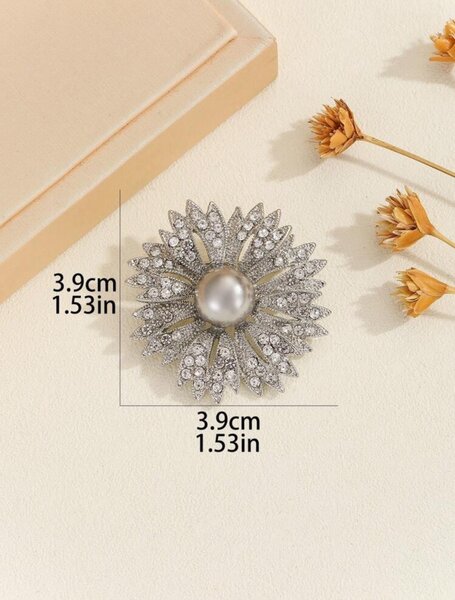 Rhinestone and Pearl Brooch
