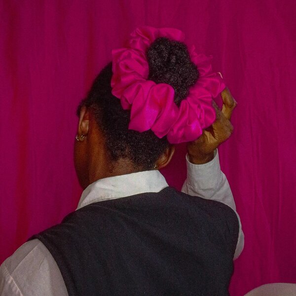 Chouchou satin rose (XL)