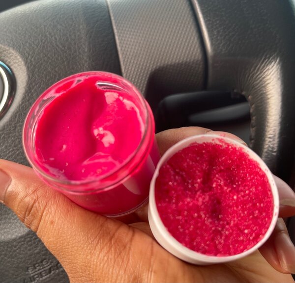 Pink lips balm and scrub