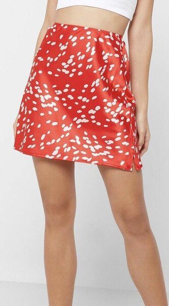 Jupe imprimée satin rouge