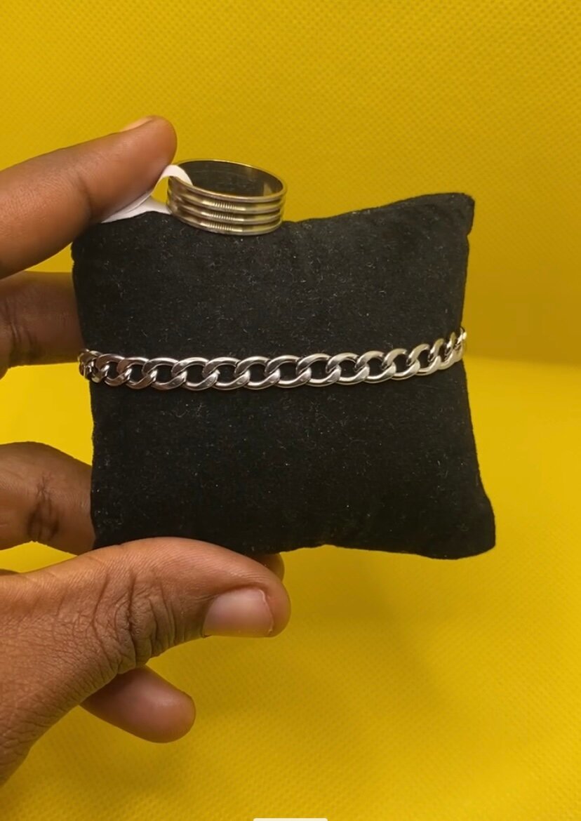 Bracelet et Bague Noir et Argent