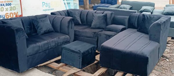 Black velvet sofa
