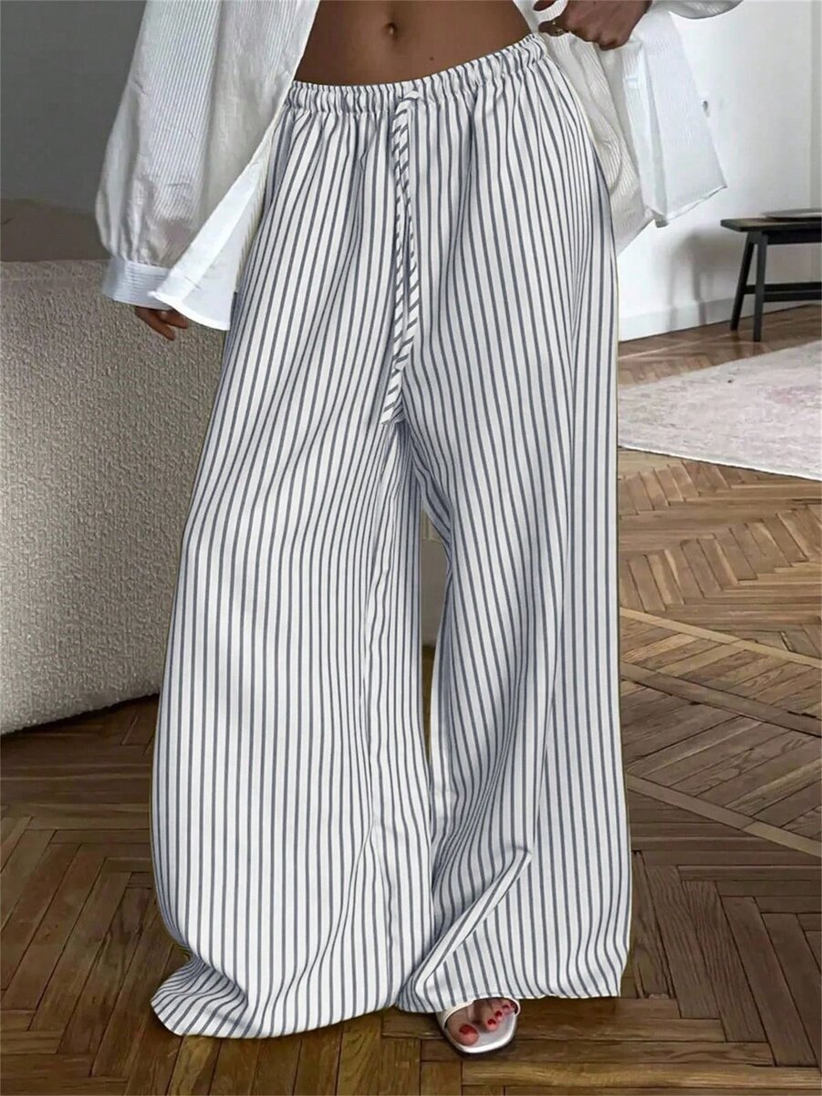 Pantalon large à rayures