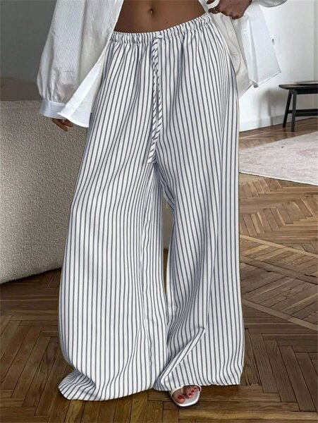 Pantalon large à rayures