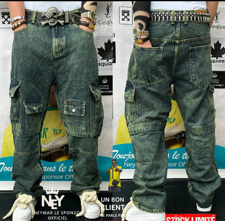 Pantalon cargo en denim homme