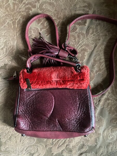 Sac à bandoulière en cuir bicolore