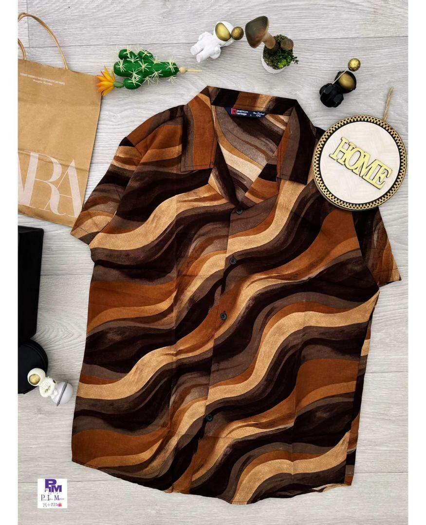 Chemise Vintage à Motif Ondulé