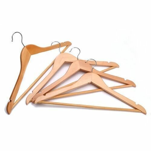 Cintre En Bois Bambou. Lot De 9 Cintres Antiglisses Avec Crochet Pivotant à 360°. Couleur Marron