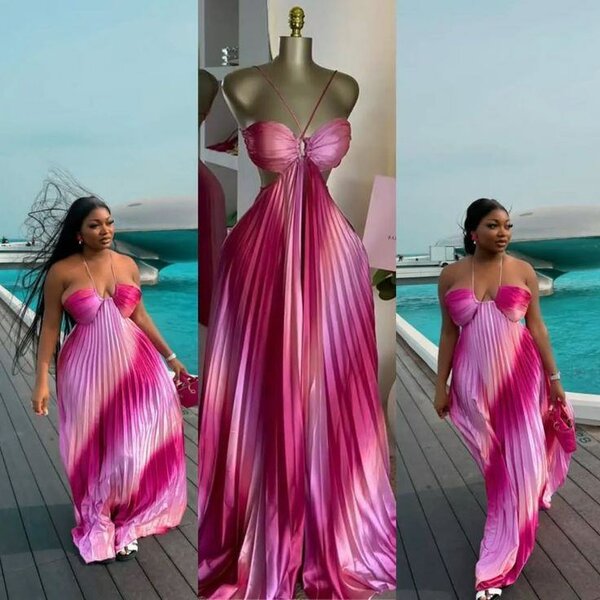 Robe longue plissée glamour