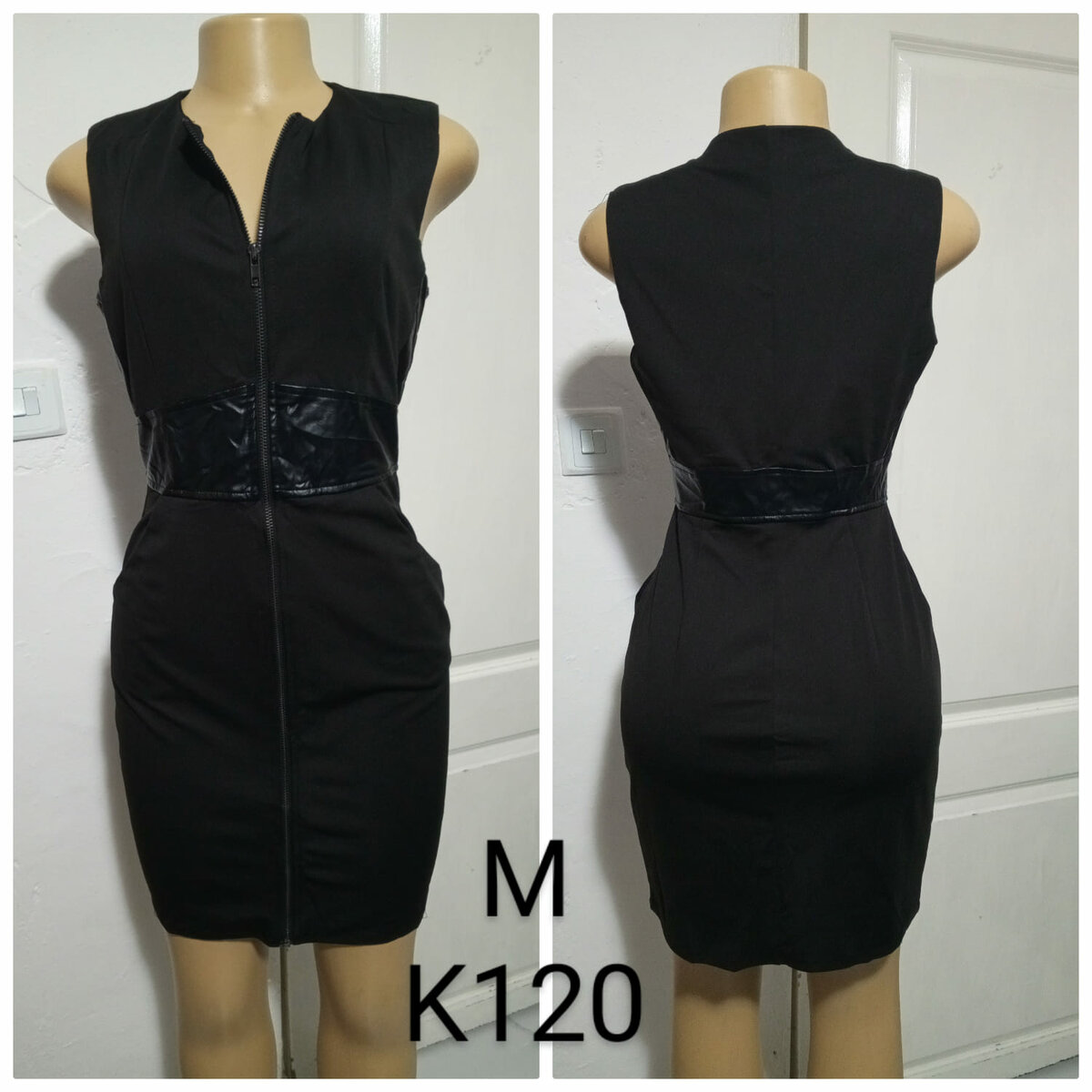 Women's black zipper dress, size M