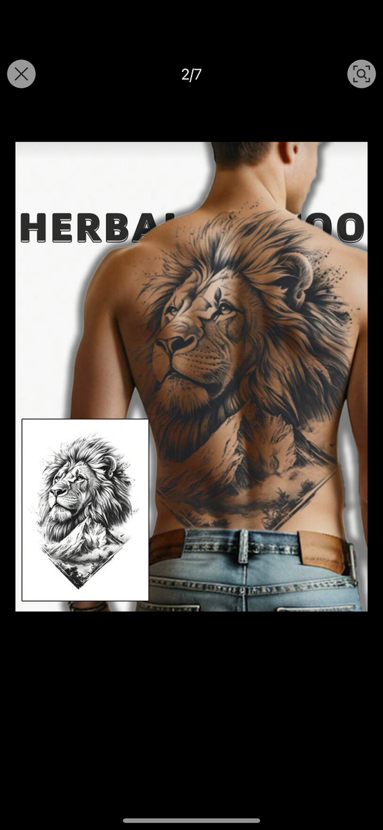 Tatouages temporaires dos lion