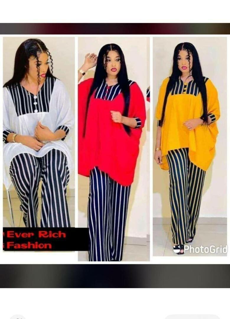 Tenue élégante à rayures