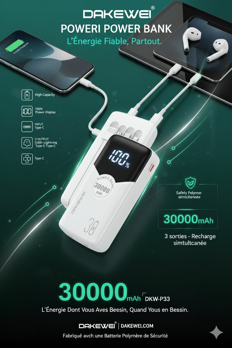Power Bank Dakewei 30000mAh