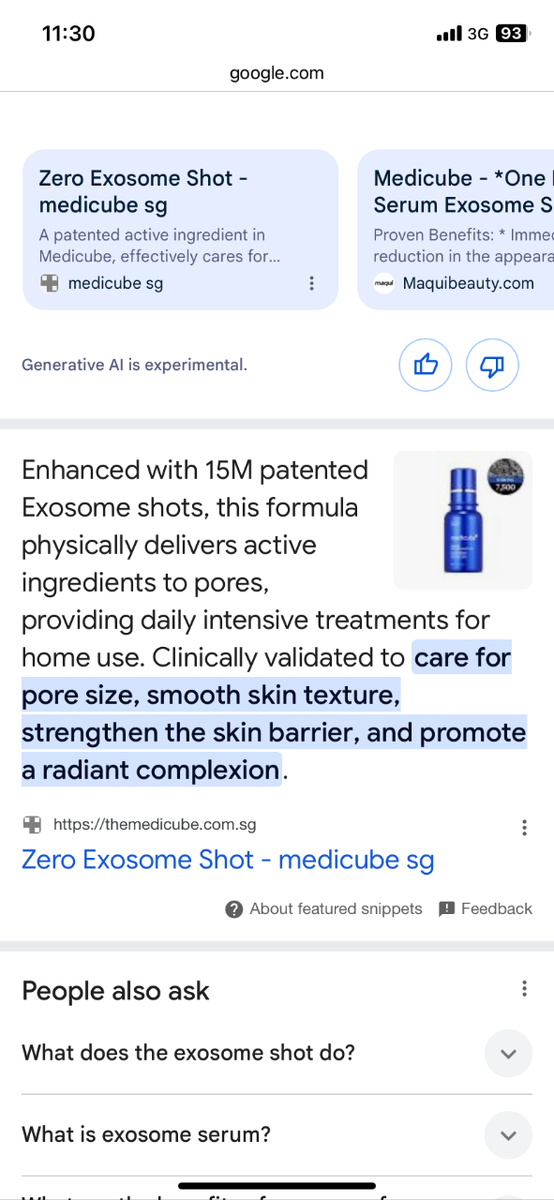 Medicube exsome shot (zero pores)