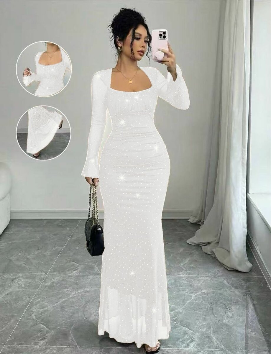 Robe longue élégante brillante