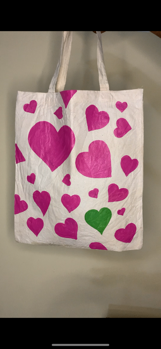 Sac cabas à motifs cœur