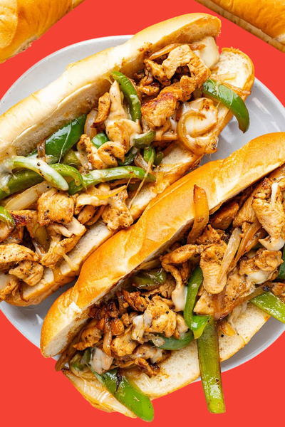 Chicken Philly cheese sandwich